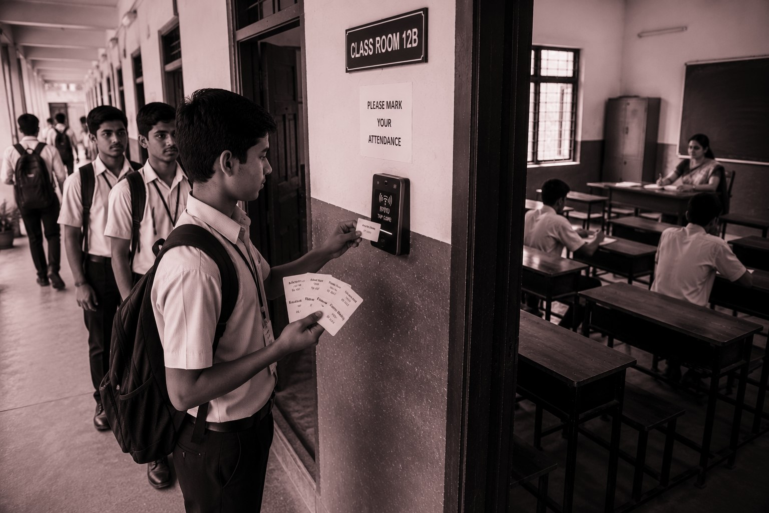 Student holding multiple RFID cards